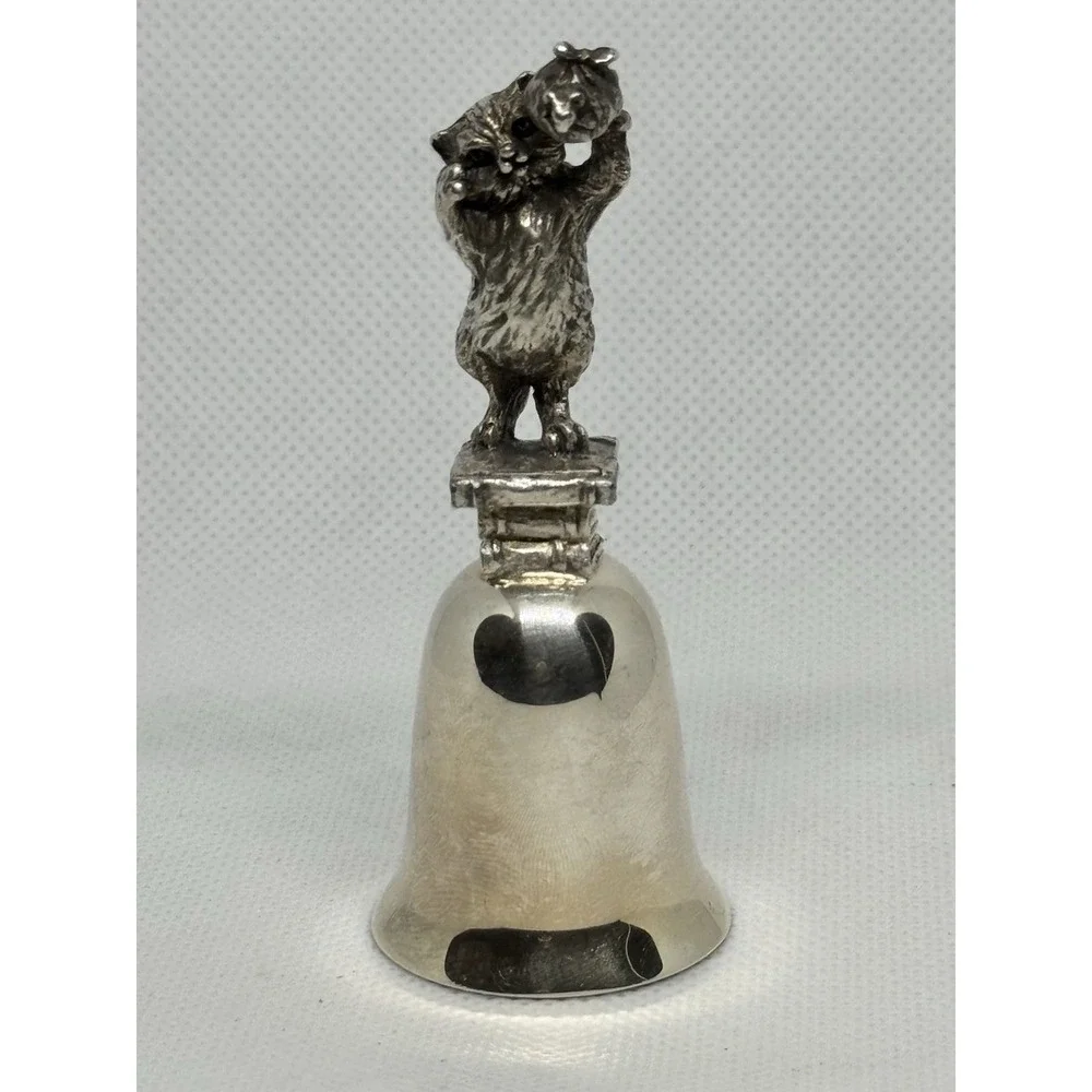 Beatrix Potter Mrs Ribby Cat Pewter Bell NE Collectors Society Silver Plate